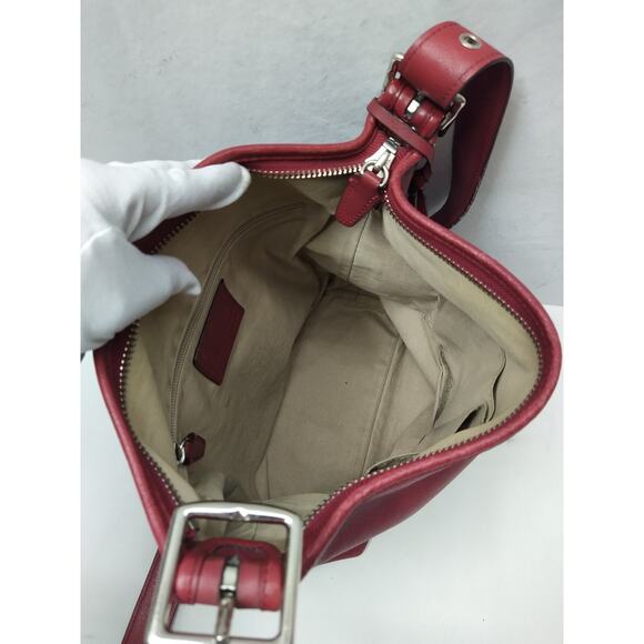 Coach Red Leather Duffle Zipper Closure Crossbody Shoulder Bag - Picture 9 of 16